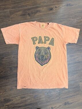 COMFORT COLORS PAPA BEAR GRAPHIC ORANGE BROWN SHORT SLEEVE TEE SHIRT